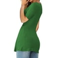 thumbnail image 3 of Short Sleeved Women Solid Color V-neck T-shirt Summer Slim Fit Knotted Tunic Tops, 3 of 3