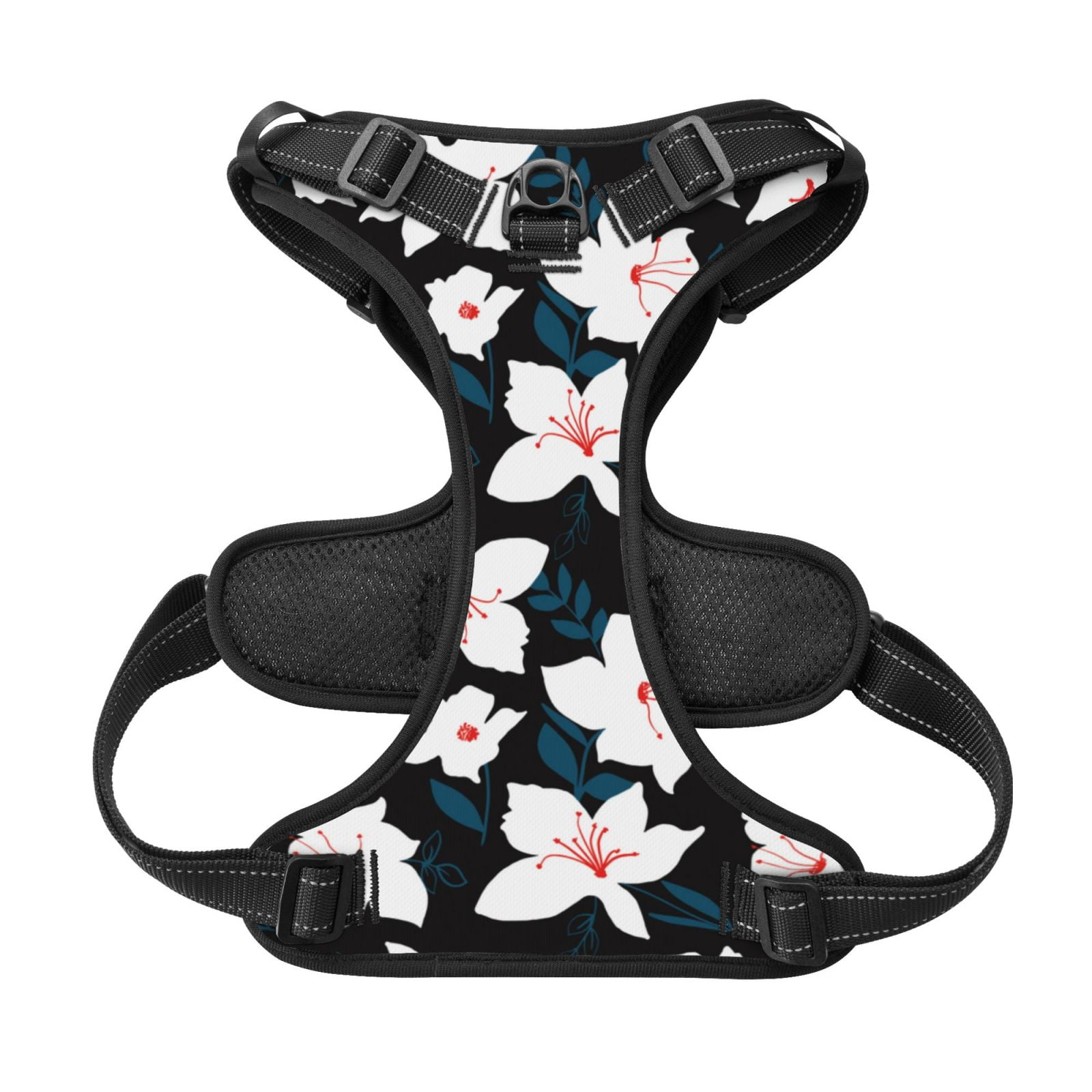 Kdxio Lilies Flowers Print No Pull Dog Harness Adjustable Reflective Oxford Easy Control Medium Large Dog Harness for Training and Everyday-Medium