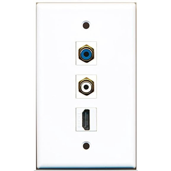 RiteAV - 1 Port HDMI and 1 Port RCA White and 1 Port RCA Blue Wall Plate