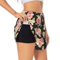 thumbnail image 3 of Lsque Rose Flowers Printed Women's Running Shorts with Liner Pockets,Elastic Quick Dry Workout Athletic Gym Yoga Shorts,Womens High Waist Shorts-, 3 of 9