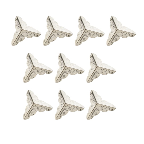 Eigraketly 10 piezas, ángulo de 90 grados, estilo Vintage, cubierta de esquina de mesa, armario, ventana, Protector de borde de Metal, Suministros de soldadura Plata