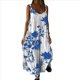 thumbnail image 2 of Vestido Bohemio de Verano con Tirantes Finos, Sin Mangas y Cuello en V para Mujer, con Estampado Floral, para Vacaciones, Color Azul XXXL, 2 of 10