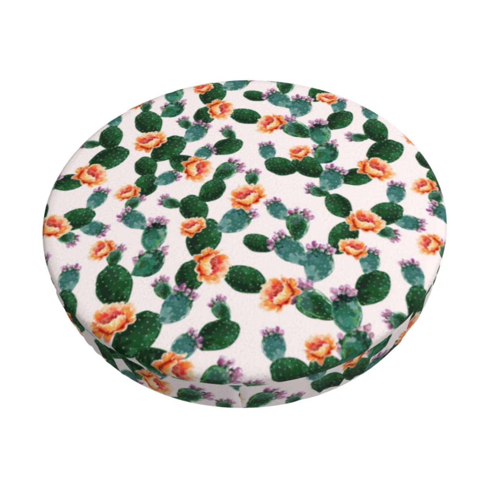Easygdp Cactuses Print Easy To Install Bar Stool Covers&Stool Covers Round&Elastic Stool Cover, Barstool Covers,Washable&Bottom With Elastic Edge-14 inch