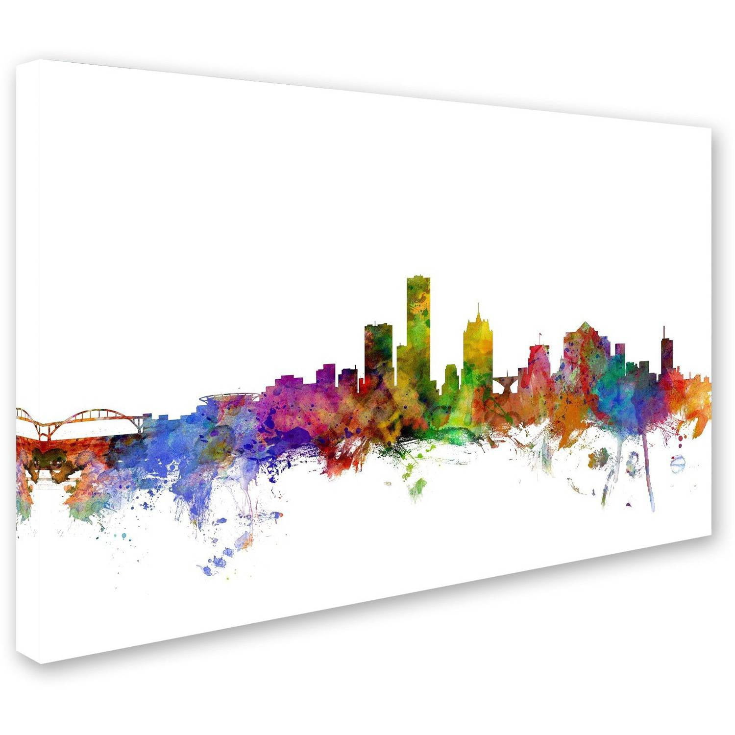 Trademark Fine Art "Milwaukee Wisconsin Skyline" Canvas Art by Michael Tompsett
