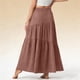 thumbnail image 2 of TaTaai Women's Spring Summer Solid Color Casual Long Skirt Elastic Waist Asymmetrical Design Flowy Skirt with Pockets Gift, 2 of 6