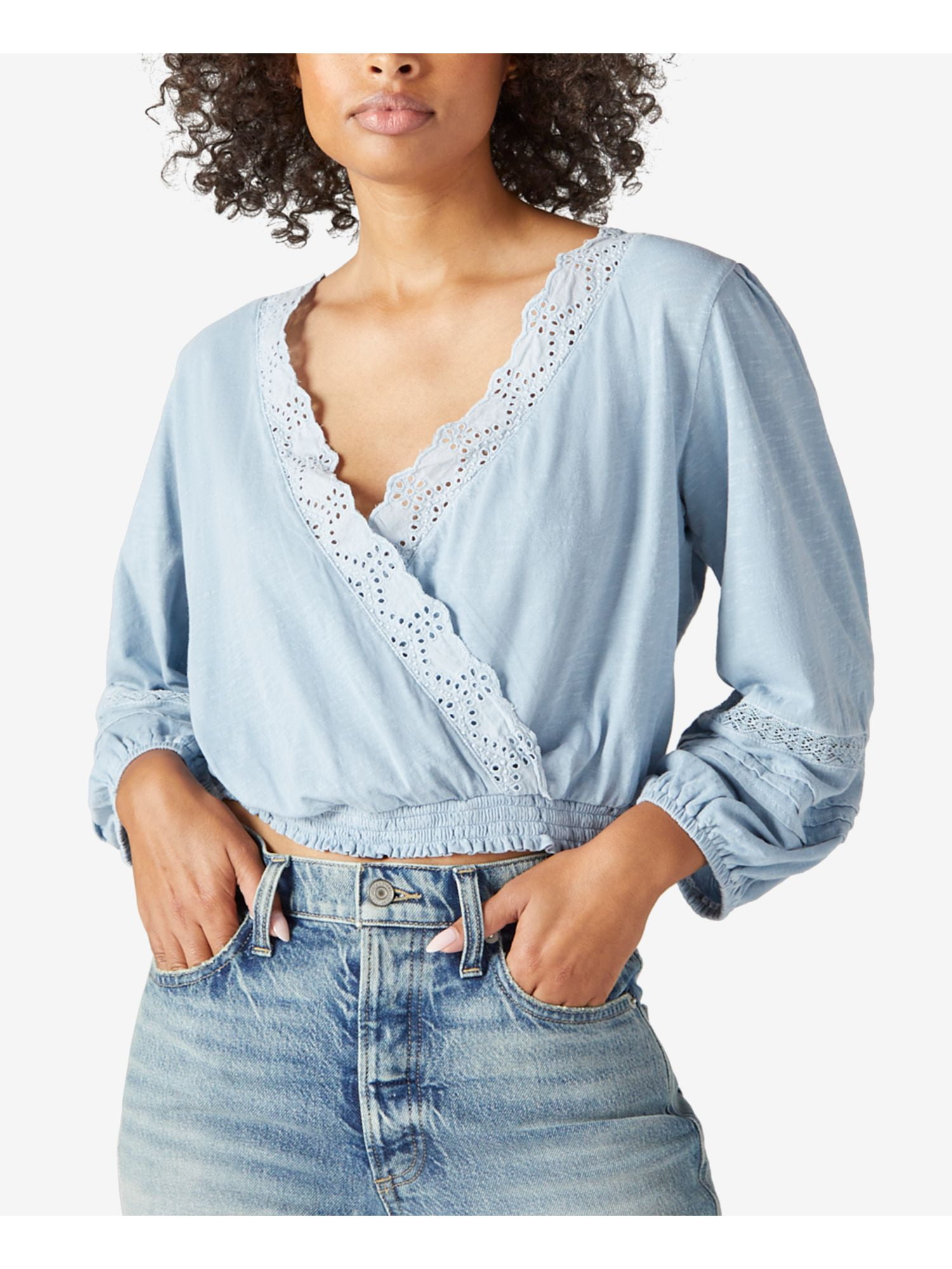 lucky brand eyelet peasant top