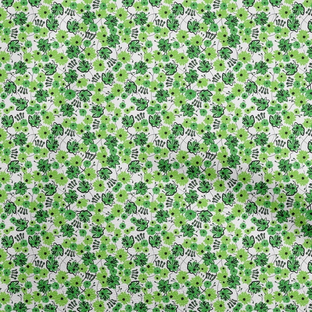 oneOone Cotton Flex Green Fabric Abstract Floral Sewing Craft Projects Fabric Prints by Yard 40 Inch Wide