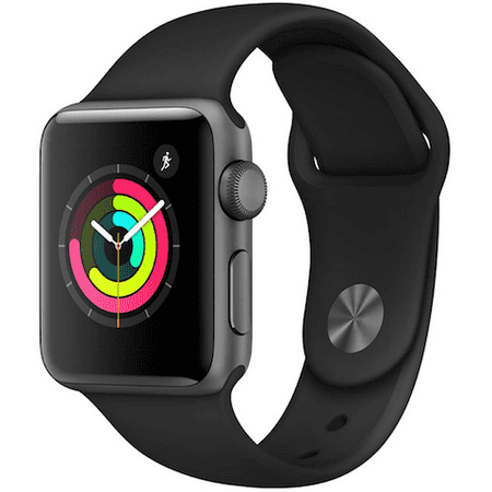 Apple Watch Series 2 - 38 mm - space gray aluminum - smart watch with sport band - fluoroelastomer - black - S/M/L size - Wi-Fi, Bluetooth - 0.99