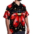 thumbnail image 2 of Seven Starred Ladybird Men's Short Sleeve Spread Collar Beach Shirts Casual Printed Button Down Unisex Summer Tops, 2 of 6
