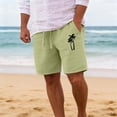 thumbnail image 2 of CONZONE Mens Linen Shorts Elastic Waist Drawstring Summer Beach Shorts for Men Hawaiian Graphic Lightweight Loose Fit Outdoor Shorts With Pockets, 2 of 4