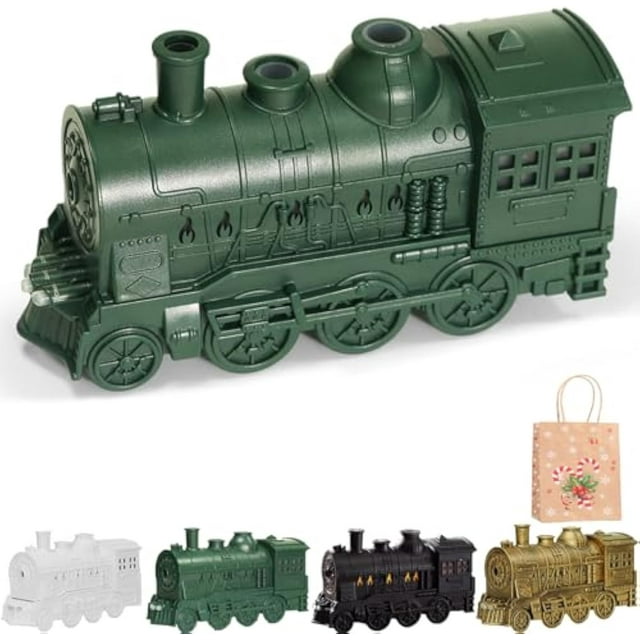 Diffuseur de Train, Humidificateur Vintage, Double Sorties de Brume Fraîche, Diffuseur de Brume, Grande Capacité 300ml avec Télécommande, Veilleuse LED, Arrêt Automatique Silencieux (Vert, avec Télécommande)