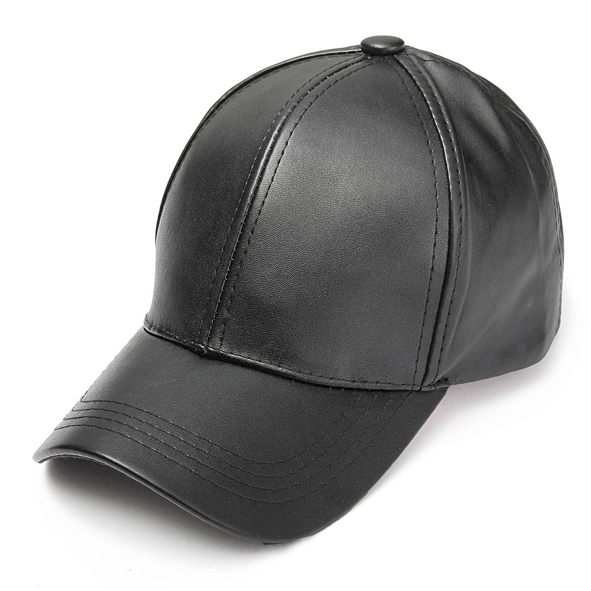 faux leather baseball cap