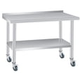 thumbnail image 1 of Table de Préparation en Acier Inoxydable 60x24 Pouces avec Dosseret et Roues Verrouillables, Table de Travail Commerciale Robuste 660 Lb avec Tablette Inférieure Ajustable, Îlot de Cuisine NSF pour Restaurant et Maison, 30 36 48 60 Pouces, 1 of 8