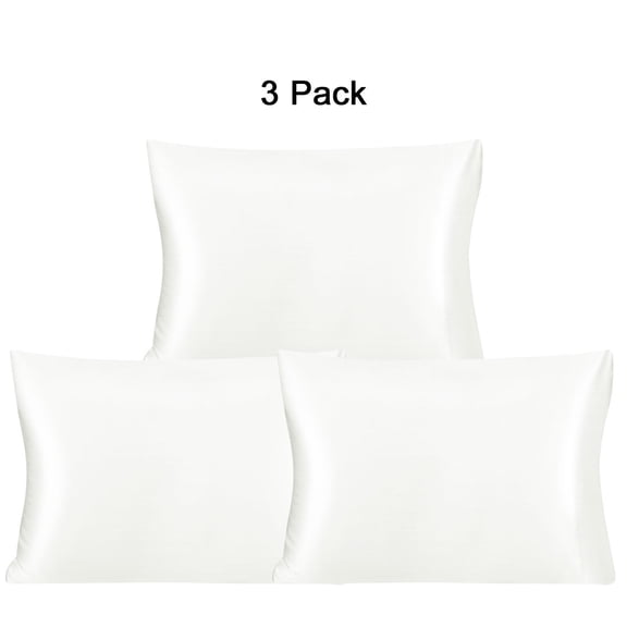 25 Momme Silk Pillowcases for Hair and Skin 3 Pieces Mulberry Pillow Covers White King/20"x36"