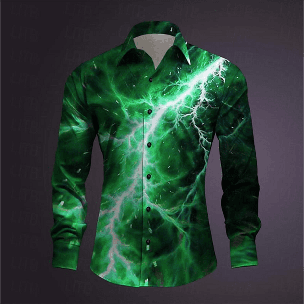 Camisa de hombre con gráficos geométricos, imagen HD, suave y cómoda, camisa de manga larga, diseño de moda transpirable