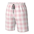 thumbnail image 6 of Uemuo Pink Checkboard Pattern Men's Swim Trunks Hawaiian Beach Bathing Suit Swimsuits Beach Quick-Dry Shorts with Pockets-, 6 of 9