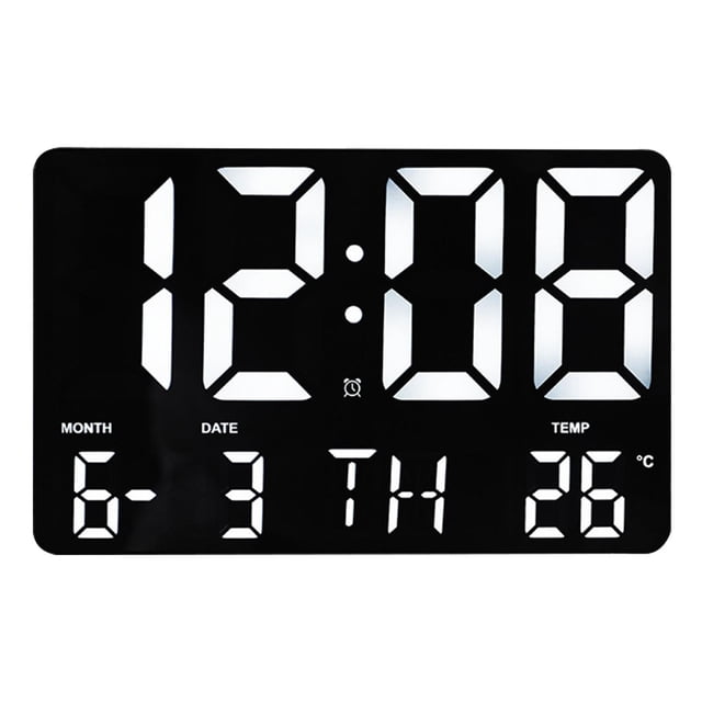 Xingzhi 10 Digital LED Wall Clock Wall Mountable Temp with Remote Control White Black White Light