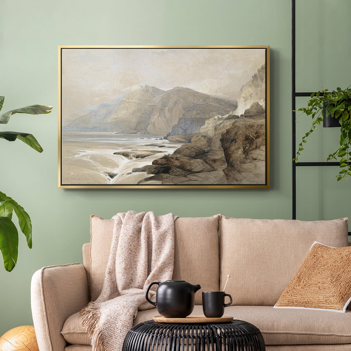 Vintage Landscape-MXV By Wexford Home Framed in Gold Wood Gallery Wrapped Canvas 27 in. x 41 in.
