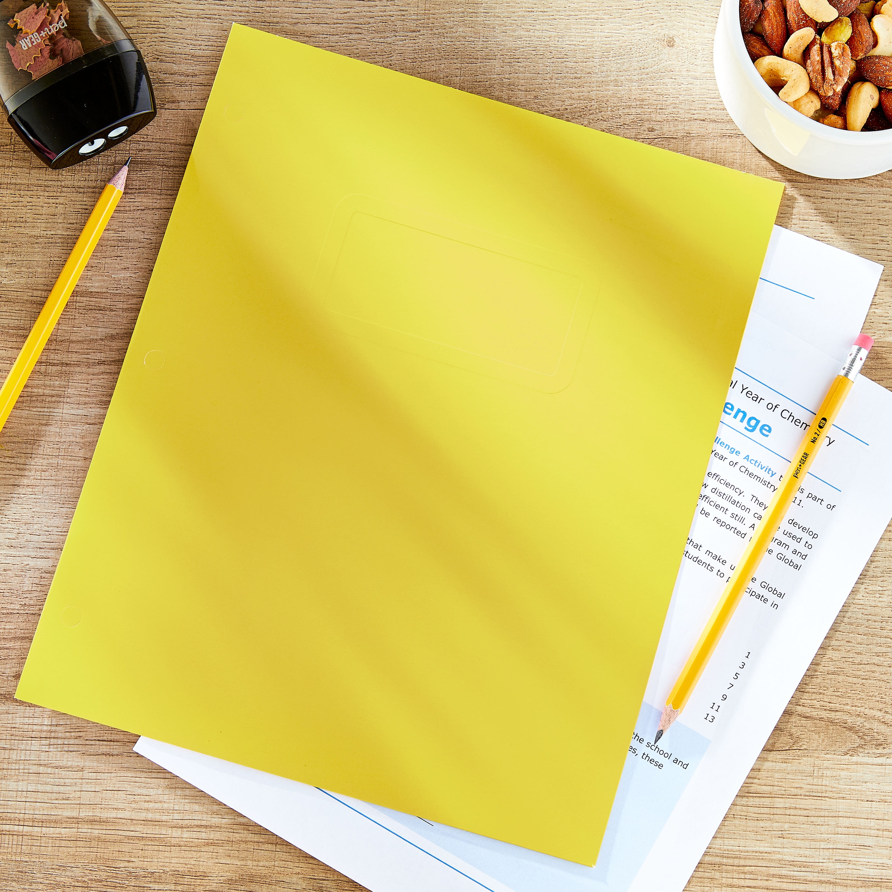 (5 pack) Pen+Gear Letter Size 2-Pocket Paper Folder, Solid Yellow Color