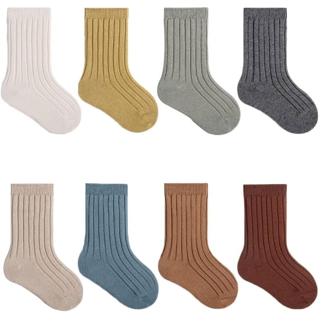 Calcetines de algodón unisex de color sólido para bebés y niñas