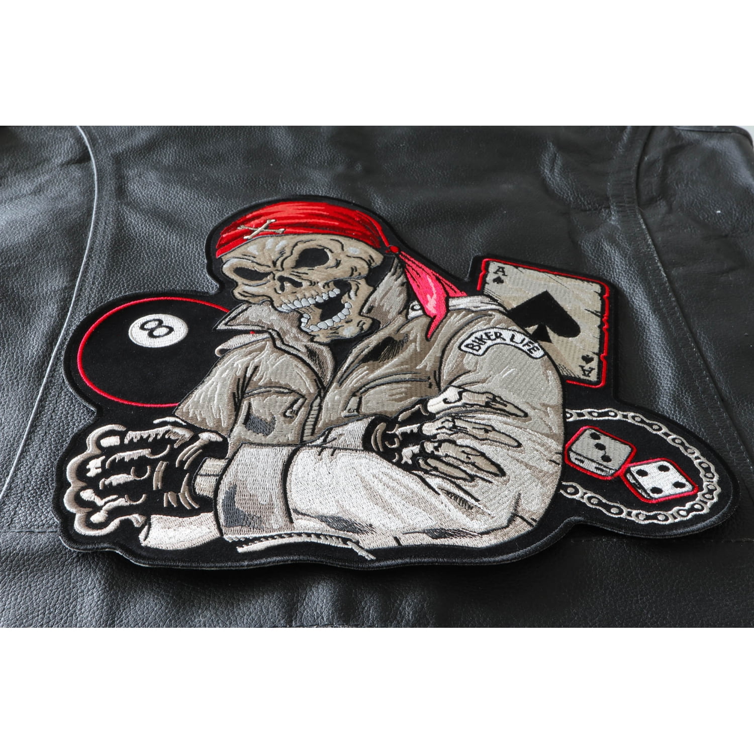 Biker Skull Patch, Large Back Patches for Jackets and Vests