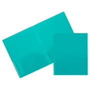 JAM Paper & Envelope Heavy Duty Plastic Two Pocket Presentation Folders, Teal Blue, 6 Pack