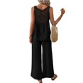 thumbnail image 2 of Defitshape Women's 2 Piece Outfits Tank Tops Pants Suits Matching Set Summer Tracksuit Soft Casual Date Night Thin Wide Leg Matching Outfit Black Large, 2 of 2