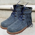 thumbnail image 2 of jovati Bottes Cheville Mode pour Femmes à Bout Rond avec Pompons et Rivets, Style Western, Talon Bas, 2 of 9