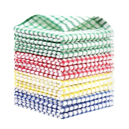 Godance 12 Packs Kitchen Dishcloths, 100% Cotton Dish Towels for Dish Washing, 12 x 12 Inches Super Soft and Absorbent Dish Rags, Quick Drying Dish Towels for Washing Dishes Scrubbing Wash Cloths