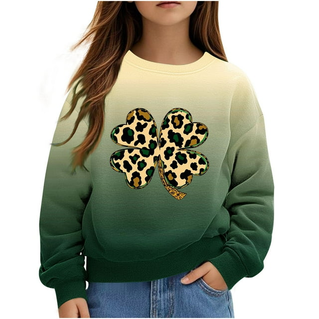 St. Patricks Day, un Garçon Adapté, T-Shirt à Manches Longues pour Enfants St. Patricks Day Imprimé Col Rond Chandail en Molleton Haut Adapté pour les Chandails en Molleton à Capuche pour Garçons et Filles