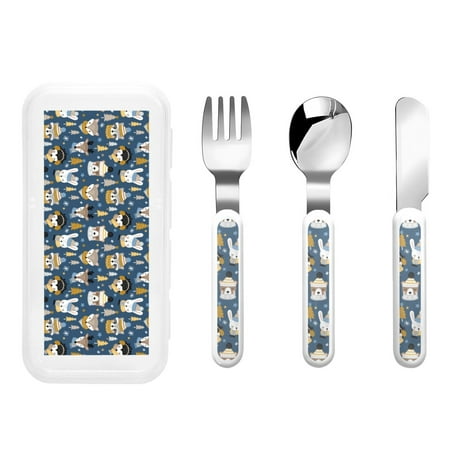 

Kdxio Winter Animal Friends Toddler Utensils Set - Kids Silverware Set Set Kids Utensils Set with Case for Preschooler Children