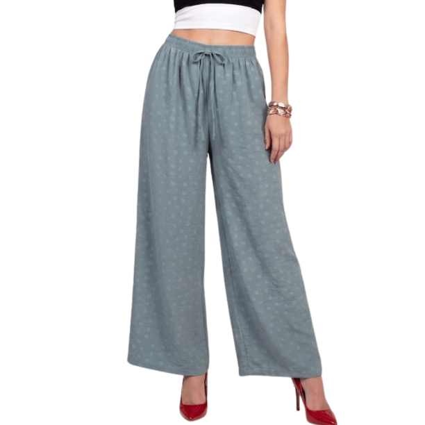 Pantalón Palazzo para Mujer Pantalón Holgado de Cintura Elástica con Jareta