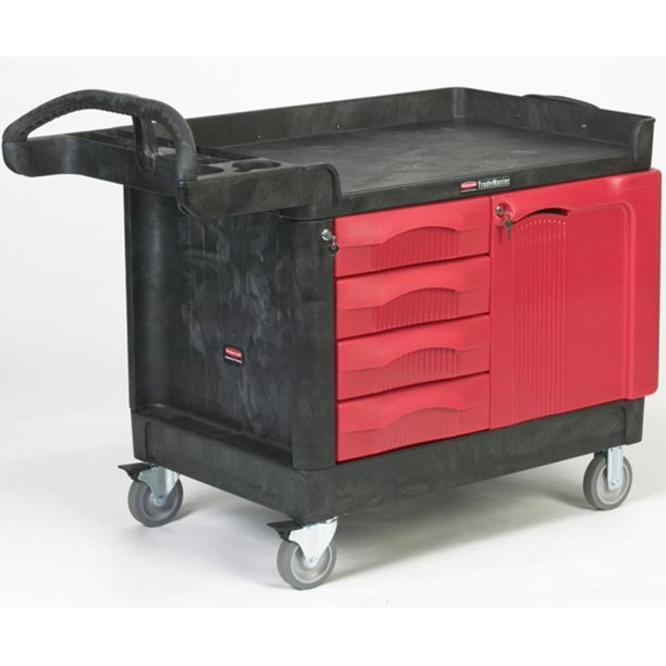 RubbermaidFG453388BLA Trade Master Cart with 4 Drawer And Small