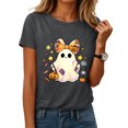 thumbnail image 2 of Akiihool Halloween Womens Clothes Plus Size Halloween Shirts for Women Pumpkin Graphic Tshirt Fall Casual Short Sleeve Tee Tops (Dark Gray,3XL), 2 of 7