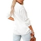 thumbnail image 1 of Túnica con cremallera Jumpingount para mujer cuello en V profundo Manga larga blusas holgadas (Blanco, M), 1 of 3