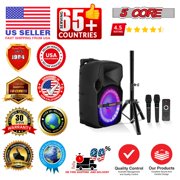 5 Core Party Speaker w Microphone 400W Big Rechargeable Bluetooth Loud PA DJ Karaoke System w Stand