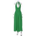 thumbnail image 7 of Karymi Wedding Guest Dresses for Women Halter Deep V Maxi Dress, Solid Sleeveless High Waist Pleated A-Line Flowy Long Evening Party Dress, 7 of 7