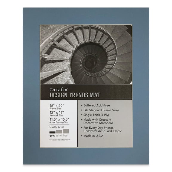 Crescent Pre-Cut Mat - Biscay Blue, 16" x 20" (11-1/2" x 15-1/2" Opening)