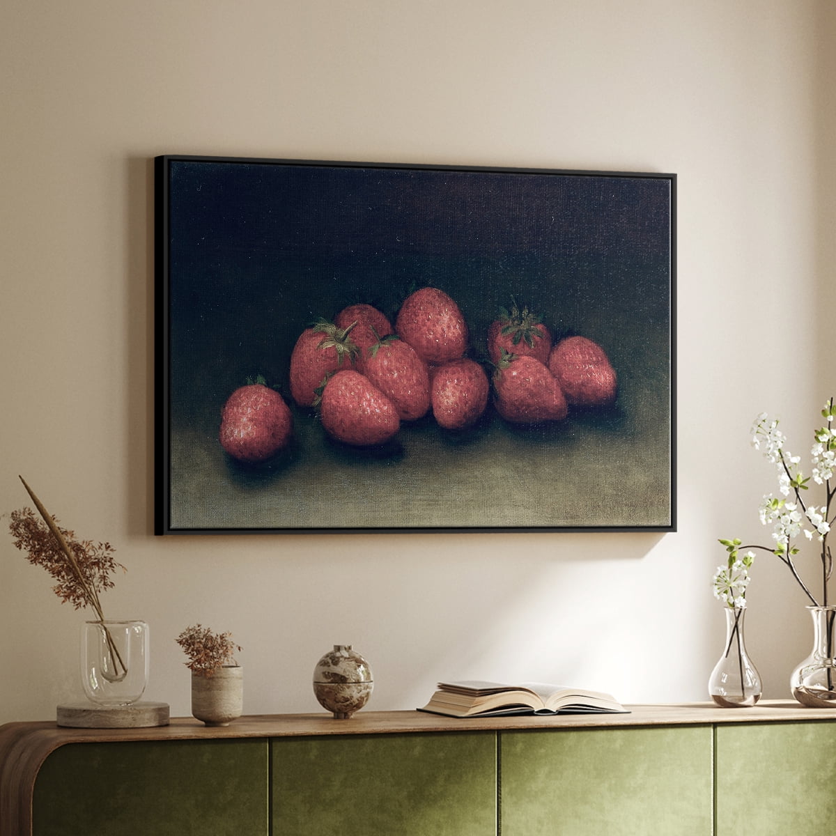 Vintage Botanical Print-XLVII By Wexford Home Framed in Black Wood Gallery Wrapped Canvas 17 in. x 25 in.