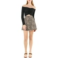 thumbnail image 2 of MODA NOVA Juniors Faux Suede Button Front A-Line Mini Skirt Beige-Leopard S, 2 of 6
