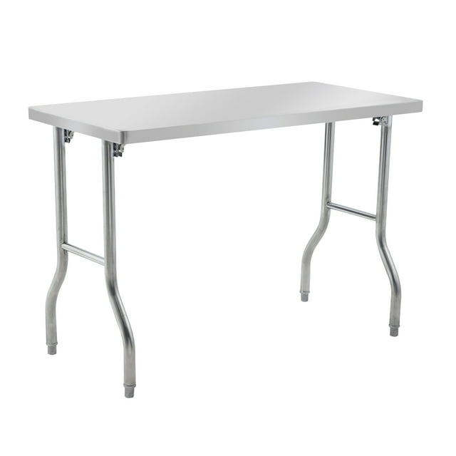Stainless Steel Folding Work Table with Curved Legs (48'' x 24'' x 33.5'') – Commercial Prep Table, Portable Kitchen Island Workstation for Food Prep