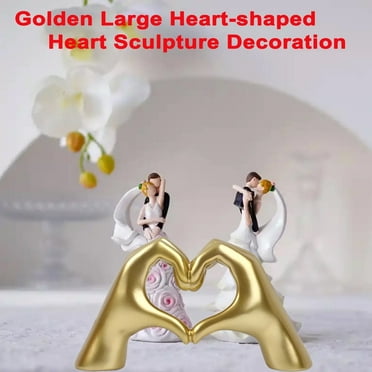 Gold Heart Hands Statue - Aesthetic Boho Shelf Decor for Living Room, Bedroom & Coffee Table