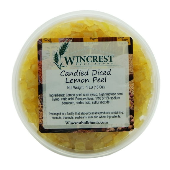 WinCrest Candied Diced Lemon Peel ~ 1 Lb Tub