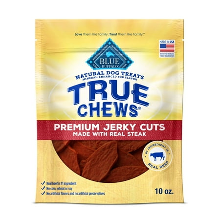 Blue Buffalo True Chews Premium Jerky Cuts Dog Treats, Beef, 10-oz Bag