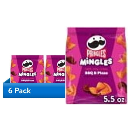 (6 pack) Pringles Mingles BBQ and Pizza Puffed Snacks, Salty Snacks, 5.5 oz