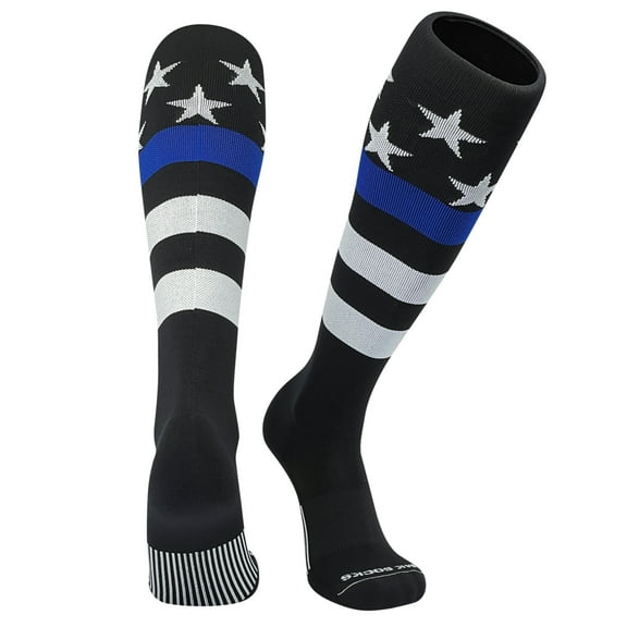 Mk Socks USA Flag Stars & Stripes Police Thin Blue Line Knee-High Long Sports Socks (XS)