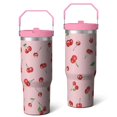 thumbnail image 2 of 1pc cherry 30oz Tumbler with Straw & Handle - Insulated Stainless Steel Cup | Holiday Gift for Man Women (Christmas, Valentine's, Birthday), 2 of 7