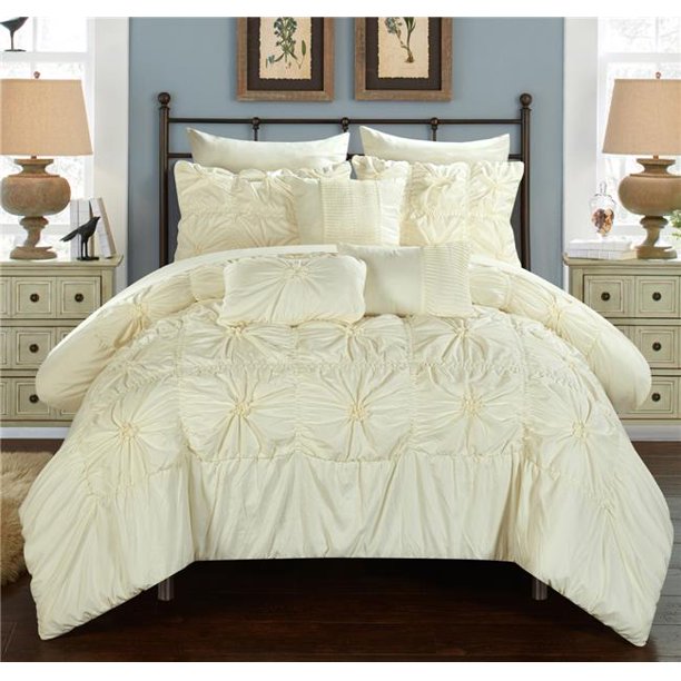 Chic Home CS3585US Scofield Floral Pinch Pleat Ruffled Designer