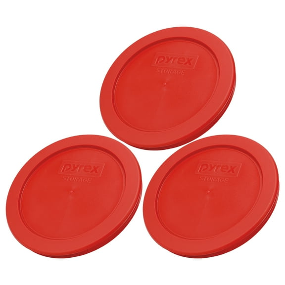 Pyrex 7200-PC 2-Cup Poppy Red Food Storage Replacement Lid (3-Pack)