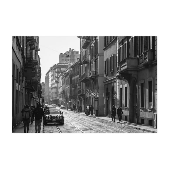 An Evening in Brera B&W - Milan Lombardy Italy Photography Unframed Wall Art Print 5 x 7 inches